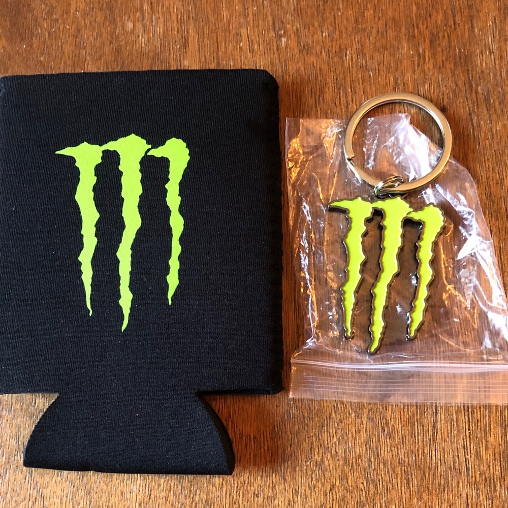 Monster Energy Keychain and koozie. NWOT.